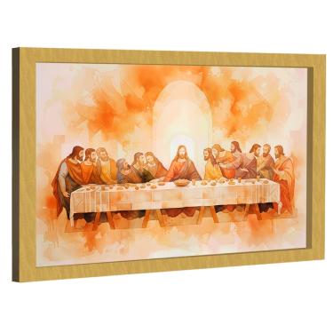 Imagem de Quadro Decorativo Santa Ceia Tons Neutros