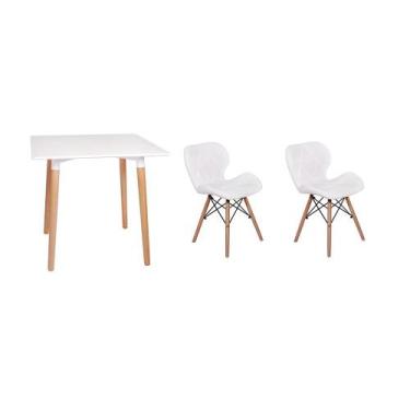 Imagem de Kit Mesa Jantar Eiffel 80x80 Branca + 02 Cadeiras Slim - Branca - Maga