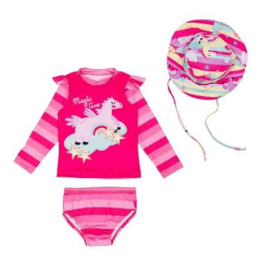 Imagem de Conjunto Praia Menina + Chapéu Proteção Solar Uv Bebê - Fofotinhos, Un