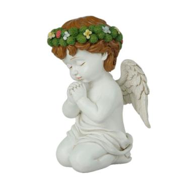 Imagem de Estatueta de resina de anjo orando, menino ajoelhado, 19 cm