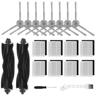 Imagem de Kit de 20 peças de reposição compatível com aspirador de pó robô das séries Eufy L60 e L50, inclui 2 escovas de rolo, 8 escovas laterais, 8 filtros HEPA, 1 escova de limpeza, 1 chave de fenda
