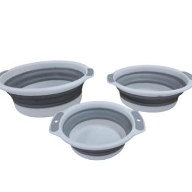 Imagem de Kit 3 Bacias Retrateis Dobráveis Multiuso, Branca,Baldes para Limpeza, Baldes para Esfregão, Organizadores para Casa