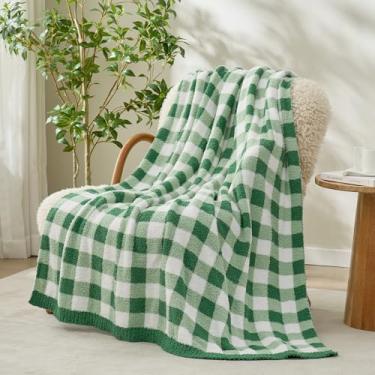Imagem de Snuggle Sac Cobertor de cama xadrez búfalo, tamanho solteiro, supermacio, aconchegante e quente, manta xadrez fofa para cama, verde xadrez, 152 x 203 cm