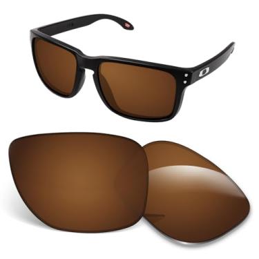 Imagem de Biyxpiv Lentes de substituição de 1,5 mm compatíveis com óculos de sol Oakley Holbrook XXL OO9487, antiarranhões e resistentes a impactos, Marrom âmbar.