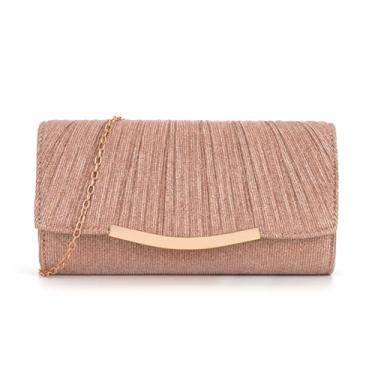 Imagem de SANOVIO Bolsa clutch feminina para noite | Bolsa transversal para festa | Acessório de casamento, formatura e namoro, Champanhe - 1