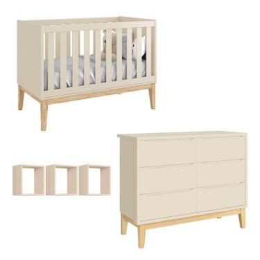 Imagem de Jogo De Quarto Para Bebê Classic New Areia Fosco Com Natural - Reller