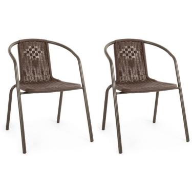 Imagem de Kit 2 Cadeiras Com Braço Indaiá Em Polipropileno - Marrom