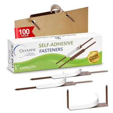 Imagem de OLYMPX 100 peças de bases de fixação de papel autoadesivo premium de capacidade de 2,5 cm, centro de 7,5 cm para acessórios de pasta de clipe de arquivo de papel, 100 por caixa