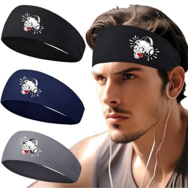 Imagem de Bandanas esportivas para homens e mulheres, pacote com 3 faixas de suor de caveira, masculinas, faixas de suor para homens e corridas, faixa de cabeça para treino, acessórios de futebol, hiphop, ioga
