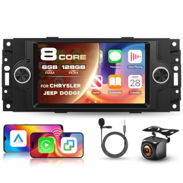 Imagem de Rádio Android 8 Core 6G + 128G para Dodge Ram 1500/2500/3500 2006-2008, estéreo atualizado para Chrysler 300C 2005-2007 com Carplay sem fio e Android Auto, rádio Bluetooth FM/RDS para Jeep Grand