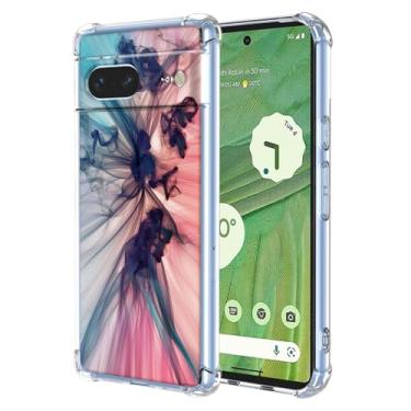 Imagem de WEIOUHR Capa para Pixel 7 Google 7 Transparente TPU Macio Design Padrão Abstrato, Resistente a Choque Capa Protetora Leve, para Google Pixel 7 (Azul Escuro Rosa)