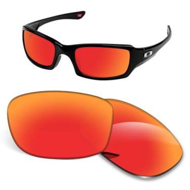 Imagem de Lentes de substituição de 1,5 mm compatíveis com óculos de sol Oakley Fives Squared(4+1)² OO9238, resistente a arranhões e impactos - laranja vermelho polarizado