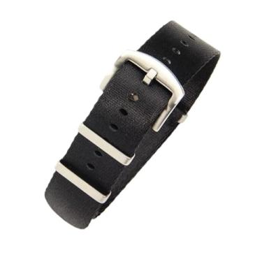 Imagem de hengfento2 Pulseira de relógio G10 de substituição para Omega Premium Nylon balístico militar Raf costurado com ligação Iw 20 mm (preto)