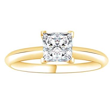 Imagem de YOYEEWYNS Anéis de noivado de zircônia cúbica solitário banhado a ouro 14 k 1,5 ct para mulheres alianças de casamento radiantes redondas de princesa tamanho 6-10, Metal, Zircônia cúbica