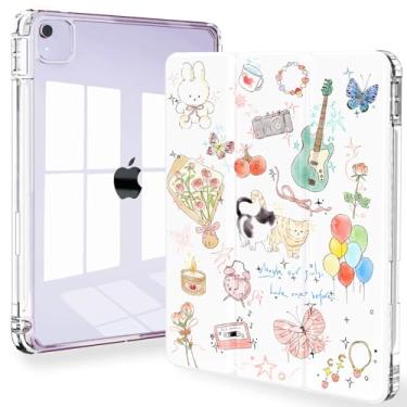 Imagem de Feams Capa fina para iPad Air de 13 polegadas M3 2025/M2 2024, capa traseira transparente para iPad Pro de 12,9 polegadas 6ª/5ª/4ª geração 2022/2021/2020, capa traseira transparente com hibernação