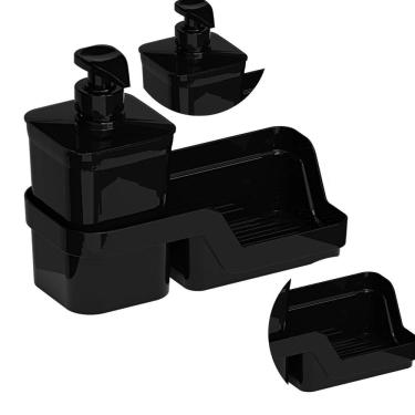 Imagem de Dispenser Porta Detergente E Esponja Flat 500Ml Cor Preto