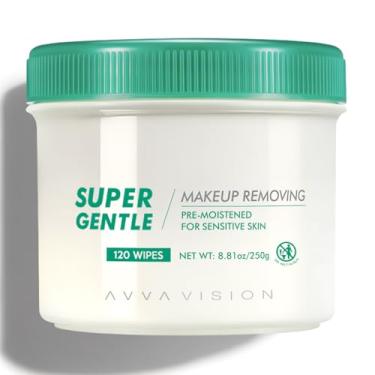 Imagem de AVVA VISION Removedor de maquiagem super suave, lenços de pele sensível, almofadas de remoção de maquiagem facial, fibras à base de plantas, 120 lenços