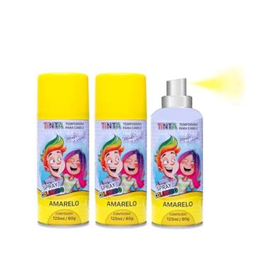 Imagem de 3 Tintas Spray Cabelo Maluco Lavável Carnaval Amarelo Infantil e Adulto Festas