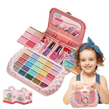 Imagem de Crianças brincam de maquiagem,Meninas brincam de maquiagem | Kit de maquiagem infantil lavável para menina - Conjuntos de maquiagem infantil com espelhos para meninas, suprimentos para festas de anive