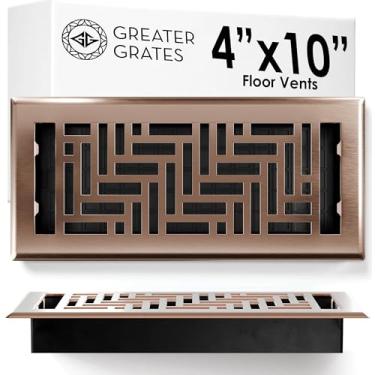 Imagem de Capa de ventilação para registro de piso 4x10 – Aço resistente, grades à prova de ferrugem e caminháveis, fácil instalação suspensa, interruptor de suprimento de ar ajustável - Design decorativo de