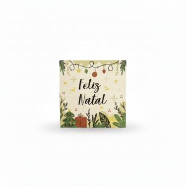 Imagem de Quadrinho Natalino Feliz Natal 19x19cm em Compensado com Impressão UV – Decoração Natalina para Ambientes Internos