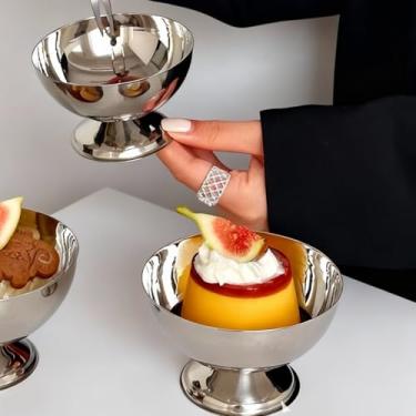 Imagem de Hapivida Copos de sorvete de aço inoxidável para servir tigelas de sobremesa para sobremesa, sundae, frutas, salada, lanche, coquetel, condimento (pés curtos)
