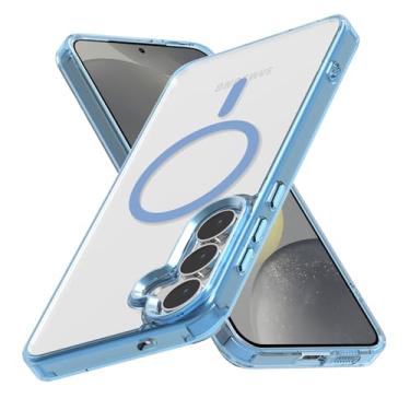 Imagem de Lunivop Capa protetora para Samsung Galaxy S25 FE, compatível com Magsafe sem fio, anti-amarelamento, magnético transparente para S 25 FE 6,7 polegadas 5G 2025 resistente azul