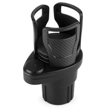 Imagem de Suporte Porta-Copos para Carro 2 em 1, Ajustável 15 cm, Expansível e Giratório 360°, Compatível com Garrafas, Copos e Latas – Plástico Resistente