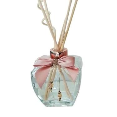 Imagem de Difusor em Vidro 250ml com Tampa Cromada, Varetas Decorativas e Laço – Aromatizador de Ambientes para Banheiro, Lavabo e Decoração(Dourado)