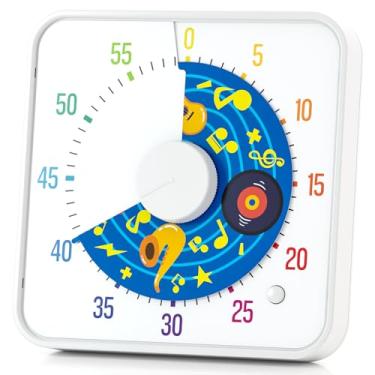 Imagem de BellMan Temporizador visual grande de 20 cm para crianças e adultos, temporizadores de contagem regressiva visual sem tique-taque com 5 alarmes de música para sala de aula, relógio de contagem