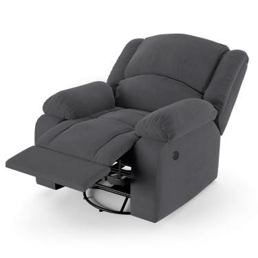 Imagem de Poltrona Do Papai Reclinável Melim Glider Giratória Usb Veludo Cinza Fh1 - D'rossi