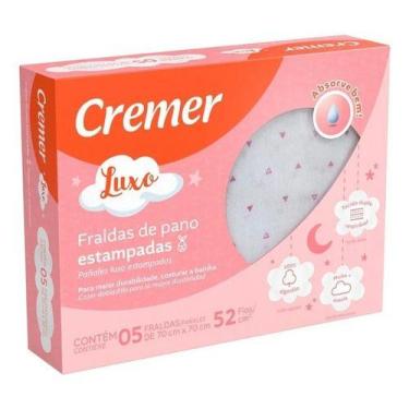 Imagem de Pacote 5 Unidades Fraldas Luxo Cremer Estampadas Femininas