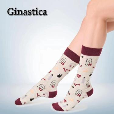 Imagem de Par de Meia Casual Cano Longo Divertida Feminina - Tamanho 34 a 39 - C