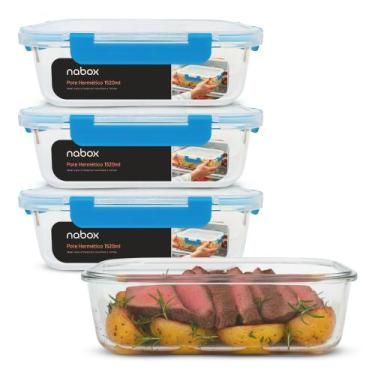 Imagem de 4 Potes Herméticos Vidro Travas Mais Firmes Premium 1520ml - U4HOME, A