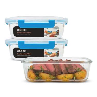 Imagem de 3 Potes Vidro Hermético Trava Mais Resistente Grande 1520ml - U4HOME, 