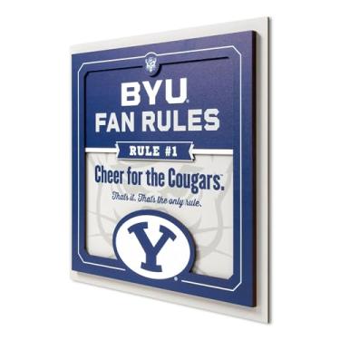 Imagem de YouTheFan Arte de parede oficialmente licenciada pela NCAA BYU Cougars Fan Rules, várias camadas, arte humorística da equipe, lema de fã de esportes, mostra regras engraçadas, decoração interna