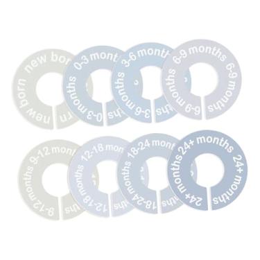 Imagem de ＫＬＫＣＭＳ Conjunto de 8 divisórias para guarda-roupa de bebê, organizador de roupas infantis, decoração para quarto de bebê, separadores de cabides para guardar, Cores Azuis