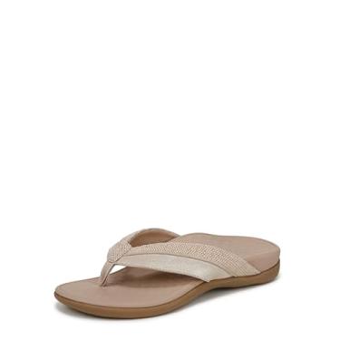 Imagem de Vionic Chinelo feminino Shore, Bege/couro dourado/lona, 35