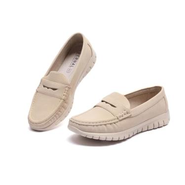 Imagem de Bernal Mocassins para mulheres, confortáveis, elegantes, casuais, para trabalho, leves, casuais, sem fecho, mocassins para dirigir, tênis de caminhada, Bege, 38