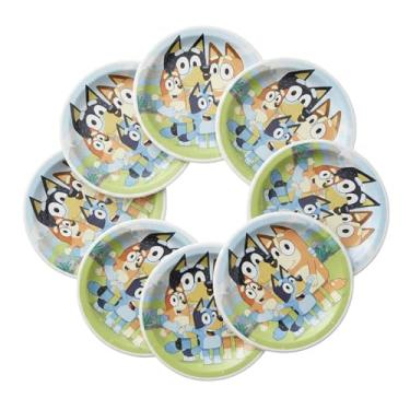 Imagem de Pratos de jantar descartáveis Bluey Party - 23 cm (8 unidades), arte de personagem brilhante - Perfeito para aniversários, encontros e festas em sala de aula