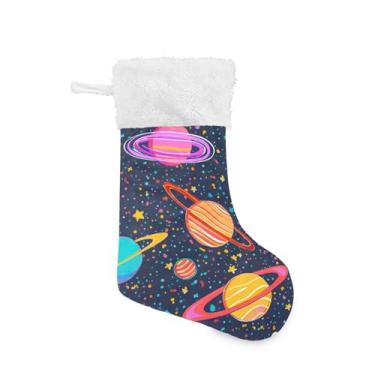 Imagem de xigua Meias de Natal Planetas Coloridas Personalizadas Grande Doces Presente Pendurado Meias de Natal Decoração para Família, Enfeites de Festa de Férias, Decoração Lareira