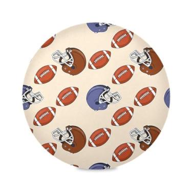 Imagem de Wassud Capacetes e bolas de futebol americano tapetes de mesa redondos para cozinha e jantar tapetes laváveis resistentes ao calor decoração de mesa 39 cm