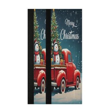 Imagem de STAYTOP 2 peças de capas de maçaneta de geladeira de caminhão vermelho de Natal e boneco de neve, capas de maçaneta para geladeira e forno de micro-ondas, mantenha seu aparelho de cozinha limpo de