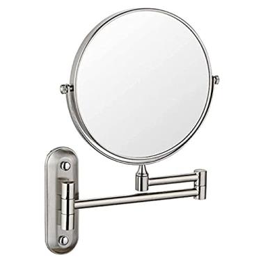 Imagem de YYBOES Espelho de maquiagem espelho de maquiagem espelho de montagem na parede do banheiro, espelho de vaidade espelho telescópico giratório dobrável espelho telescópico de ampliação dupla face