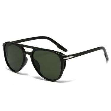 Imagem de Óculos de Sol Femininos com Ponte Dupla, Proteção UV400 e Rebites, Azuis, para Esportes ao Ar Livre, Corrida e Ciclismo, Preto e Verde Escuro