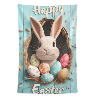 Imagem de STAYTOP Tapeçaria de Páscoa Fofo Coelho e Ovo Tapeçarias para Decoração de Casa Dormitório Sala de Estar Quarto Tapete de Parede (90 × 60 pol)