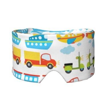 Imagem de Máscara de proteção para olhos e orelhas com estampa de transporte diversificada, respirável, ajustável, blecaute, confortável