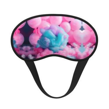 Imagem de Máscara de dormir blackout com estampa de algodão doce rosa máscara de luz macia para dormir meditação viagem ioga