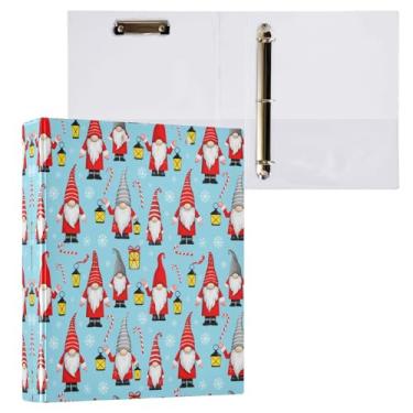 Imagem de STAYTOP Organizador de fichário redondo de gnomos de Natal, fichário de 3 anéis com prancheta (carta A4), fichário fofo para material de escritório escolar