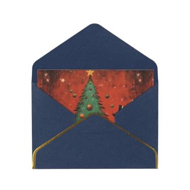 Imagem de SKKNT Cartões comemorativos com estampa de árvore de Natal boneco de neve para todas as ocasiões, convites de festa de aniversário de casamento, 12,7 x 15,2 cm